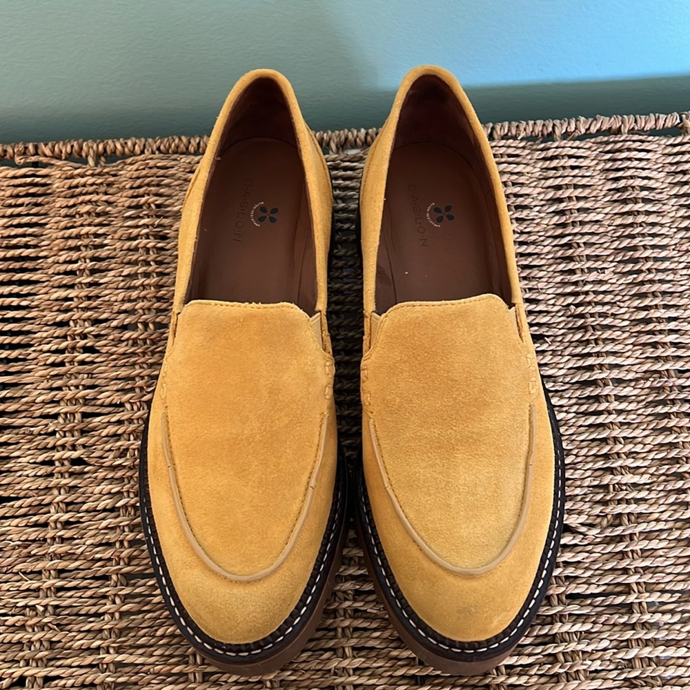 Caslon Yellow Suede Leather Loafers Lug Sole Water Resistant